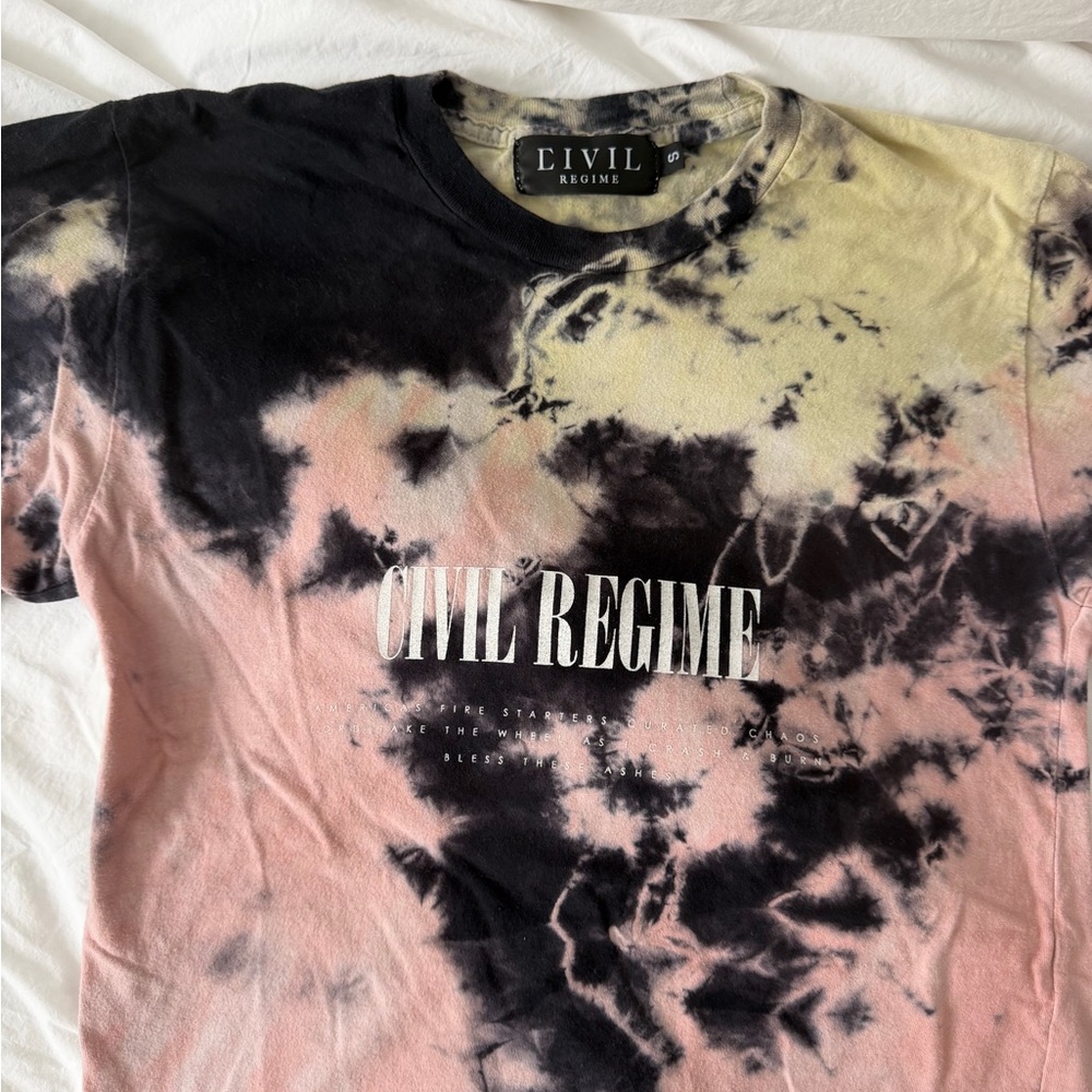 Civil Regime Tie-Dye Women's Top - Black and Pink